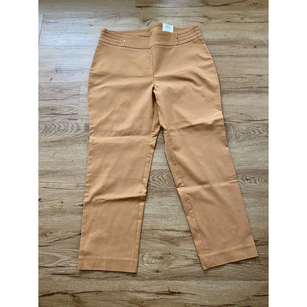 JM Collection Camel Tan Tummy Control Slim Leg Pants NWT Petite XL Short PXL-S